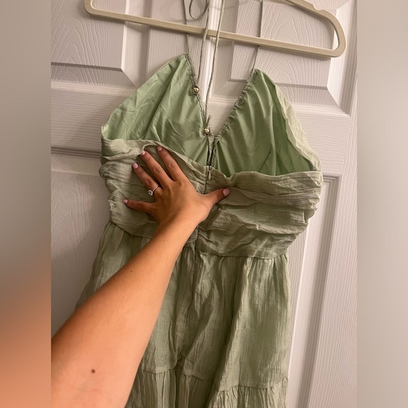 NEW! TOPERTH GREEN HALTER FLOWY SKIRT MINI DRESS - Picture 6 of 7